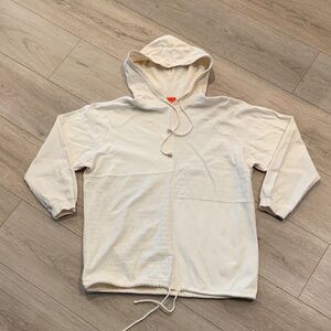 liz & co. Cream Patchwork Pullover 100% Cotton Hoodie Size Med